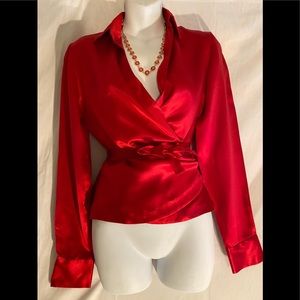DKNY City Red Silk Blouse